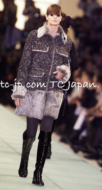 CHANEL 01A Navy Dark Gray Wool Tweed Jacket 38 40 42 シャネル ネイビー ダーグレー ポップコーン ウール ジャケット 即発