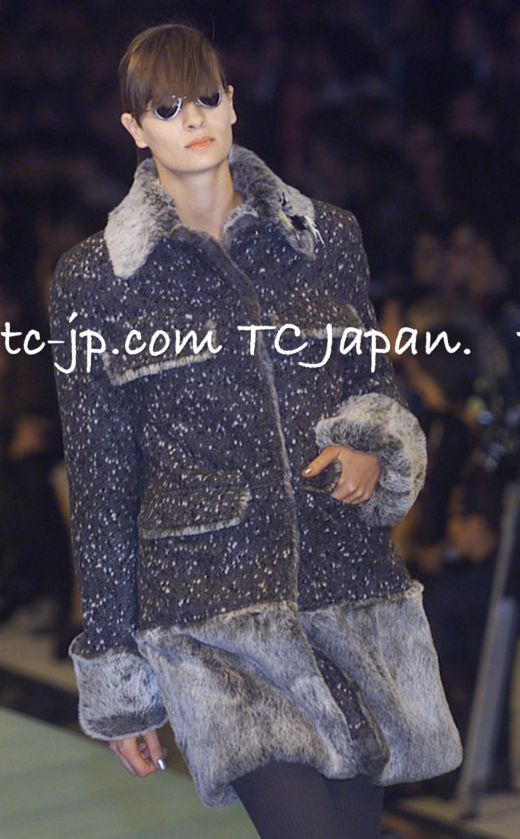 CHANEL 01A Navy Dark Gray Wool Tweed Jacket 38 40 42 シャネル ネイビー ダーグレー ポップコーン ウール ジャケット 即発