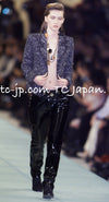 CHANEL 01A Navy Dark Gray Wool Tweed Jacket 38 40 42 シャネル ネイビー ダーグレー ポップコーン ウール ジャケット 即発