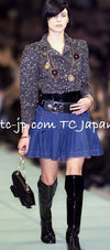 CHANEL 01A Navy Dark Gray Wool Tweed Jacket 38 40 42 シャネル ネイビー ダーグレー ポップコーン ウール ジャケット 即発