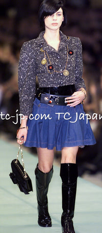 CHANEL 01A Navy Dark Gray Wool Tweed Jacket 38 40 42 シャネル ネイビー ダーグレー ポップコーン ウール ジャケット 即発
