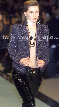 CHANEL Jacket 01A Navy Dark Gray Wool Tweed 38 40 42 | HK