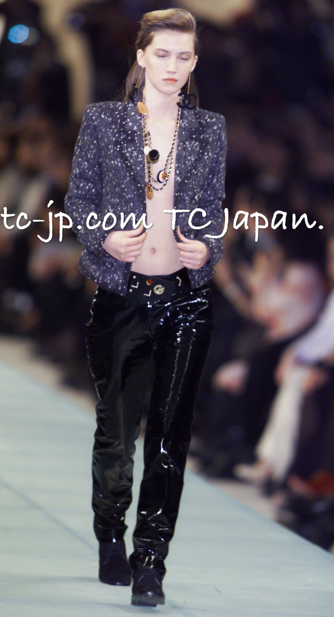 CHANEL 01A Navy Dark Gray Wool Tweed Jacket 38 40 42 シャネル ネイビー ダーグレー ポップコーン ウール ジャケット 即発