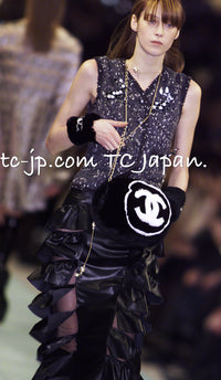 CHANEL 01A Navy Dark Gray Wool Tweed Jacket 38 40 42 シャネル ネイビー ダーグレー ポップコーン ウール ジャケット 即発