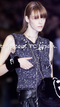CHANEL 01A Navy Dark Gray Wool Tweed Jacket 38 40 42 シャネル ネイビー ダーグレー ポップコーン ウール ジャケット 即発