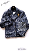 CHANEL 01A Navy Dark Gray Wool Tweed Jacket 38 40 42 シャネル ネイビー ダーグレー ポップコーン ウール ジャケット 即発