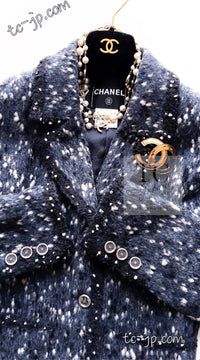 CHANEL 01A Navy Dark Gray Wool Tweed Jacket 38 40 42 シャネル ネイビー ダーグレー ポップコーン ウール ジャケット 即発
