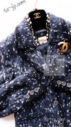 CHANEL 01A Navy Dark Gray Wool Tweed Jacket 38 40 42 シャネル ネイビー ダーグレー ポップコーン ウール ジャケット 即発