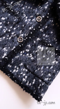 CHANEL 01A Navy Dark Gray Wool Tweed Jacket 38 40 42 シャネル ネイビー ダーグレー ポップコーン ウール ジャケット 即発