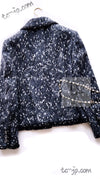 CHANEL 01A Navy Dark Gray Wool Tweed Jacket 38 40 42 シャネル ネイビー ダーグレー ポップコーン ウール ジャケット 即発