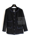 CHANEL 13A Little Black Jacket Navy Braid Trim Wool Silk Tweed 36 38 40 シャネル リトル ブラック ジャケット ネイビー ブレイド トリム ウール シルク ツイード 女優 チェ・ジュウ 即発