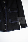 CHANEL 13A Little Black Jacket Navy Braid Trim Wool Silk Tweed 36 38 40 シャネル リトル ブラック ジャケット ネイビー ブレイド トリム ウール シルク ツイード 女優 チェ・ジュウ 即発