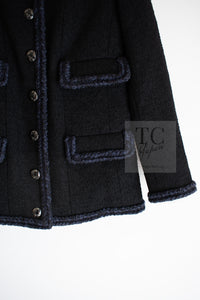 CHANEL 13A Little Black Jacket Navy Braid Trim Wool Silk Tweed 36 38 40 シャネル リトル ブラック ジャケット ネイビー ブレイド トリム ウール シルク ツイード 女優 チェ・ジュウ 即発