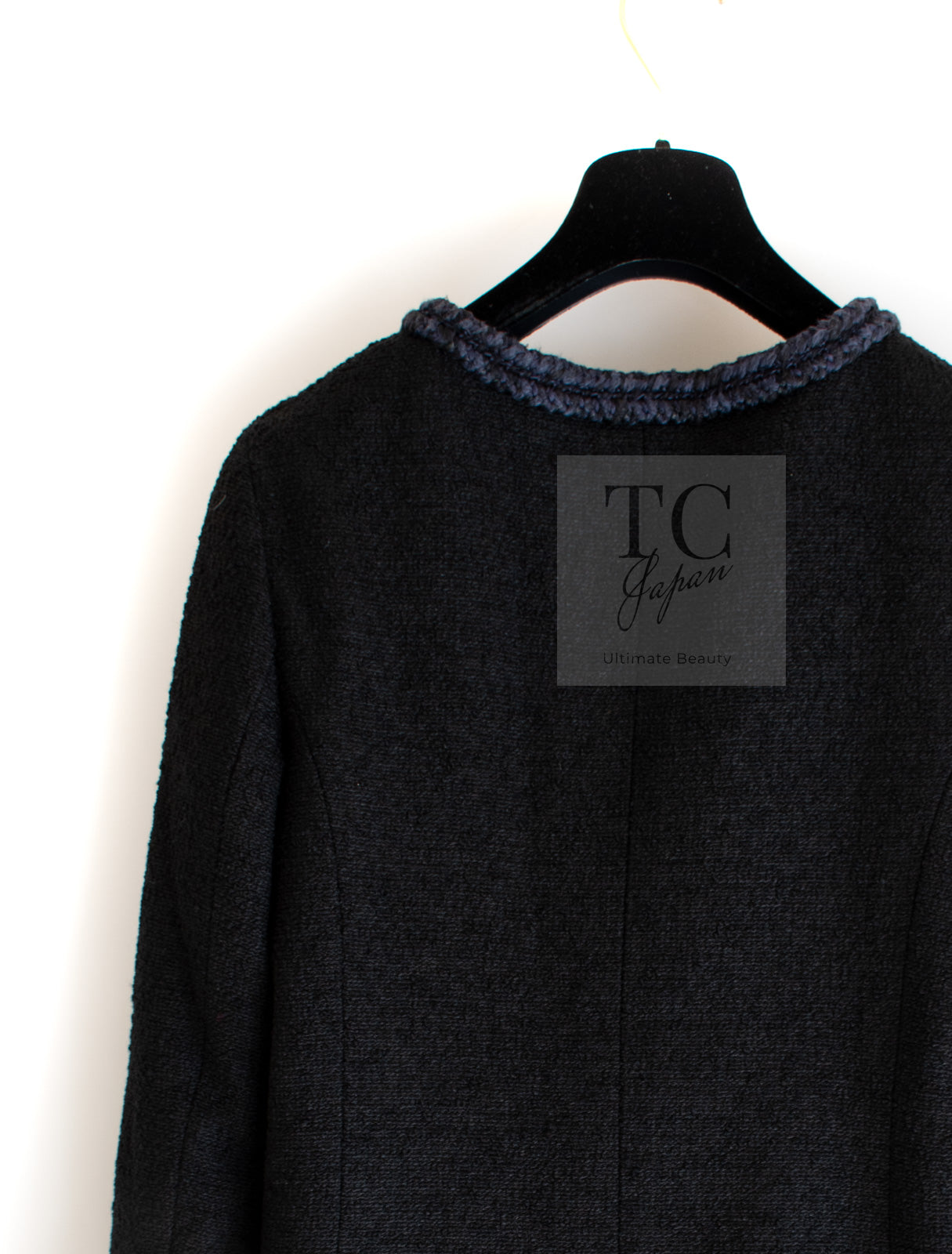 CHANEL 13A Little Black Jacket Navy Braid Trim Wool Silk Tweed 36 38 40 シャネル リトル ブラック ジャケット ネイビー ブレイド トリム ウール シルク ツイード 女優 チェ・ジュウ 即発