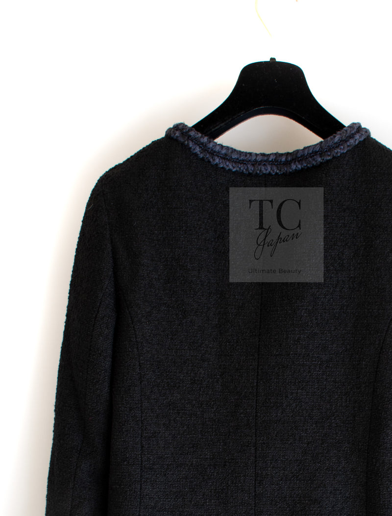 CHANEL 13A Little Black Jacket Navy Braid Trim Wool Silk Tweed 36 38 40 シャネル リトル ブラック ジャケット ネイビー ブレイド トリム ウール シルク ツイード 女優 チェ・ジュウ 即発