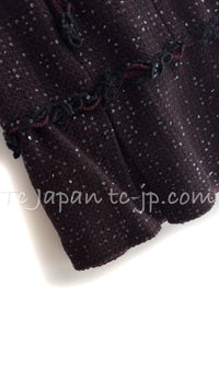 CHANEL 07PF Plum Burgundy Sequin Tweed Jacket Coat Skirt Suit 38 40 | TW
