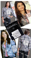 CHANEL 07S Blue Denim Pink Ribbon Mix Cotton Lesage Tweed Jacket 38 シャネル ブルー デニム ピンク リボン ミックス コットン ルサージュ ジャケット 即発
