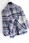 CHANEL 07S Blue Denim Pink Ribbon Mix Cotton Lesage Tweed Jacket 38 シャネル ブルー デニム ピンク リボン ミックス コットン ルサージュ ジャケット 即発