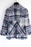 CHANEL 07S Blue Denim Pink Ribbon Mix Cotton Lesage Tweed Jacket 38 シャネル ブルー デニム ピンク リボン ミックス コットン ルサージュ ジャケット 即発
