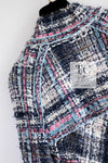 CHANEL 07S Blue Denim Pink Ribbon Mix Cotton Lesage Tweed Jacket 38 シャネル ブルー デニム ピンク リボン ミックス コットン ルサージュ ジャケット 即発