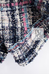 CHANEL 07S Blue Denim Pink Ribbon Mix Cotton Lesage Tweed Jacket 38 シャネル ブルー デニム ピンク リボン ミックス コットン ルサージュ ジャケット 即発