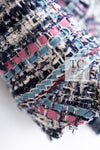 CHANEL 07S Blue Denim Pink Ribbon Mix Cotton Lesage Tweed Jacket 38 シャネル ブルー デニム ピンク リボン ミックス コットン ルサージュ ジャケット 即発