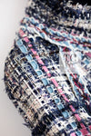 CHANEL 07S Blue Denim Pink Ribbon Mix Cotton Lesage Tweed Jacket 38 シャネル ブルー デニム ピンク リボン ミックス コットン ルサージュ ジャケット 即発