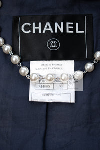 CHANEL 07S Blue Denim Pink Ribbon Mix Cotton Lesage Tweed Jacket 38 シャネル ブルー デニム ピンク リボン ミックス コットン ルサージュ ジャケット 即発