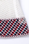 CHANEL 13S White Red Navy Quilted Trim Cropped Mesh Jacket 34 36 シャネル ホワイト レッド ネイビー トリム クロップド メッシュ ジャケット 即発