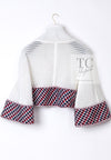 CHANEL 13S White Red Navy Quilted Trim Cropped Mesh Jacket 34 36 シャネル ホワイト レッド ネイビー トリム クロップド メッシュ ジャケット 即発