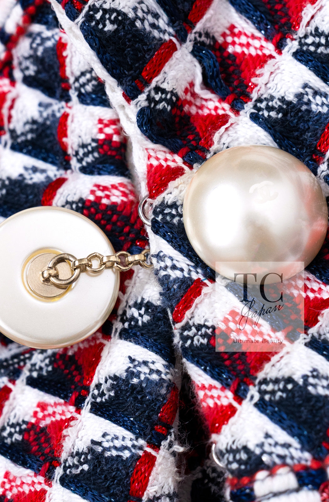 CHANEL 13S White Red Navy Quilted Trim Cropped Mesh Jacket 34 36 シャネル ホワイト レッド ネイビー トリム クロップド メッシュ ジャケット 即発