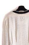 CHANEL 02S Ivory Black Trim Wool Tweed Zipper Coat Jacket 40 42 シャネル アイボリー ブラック トリム ウール ツイード ジッパー コート ジャケット 即発