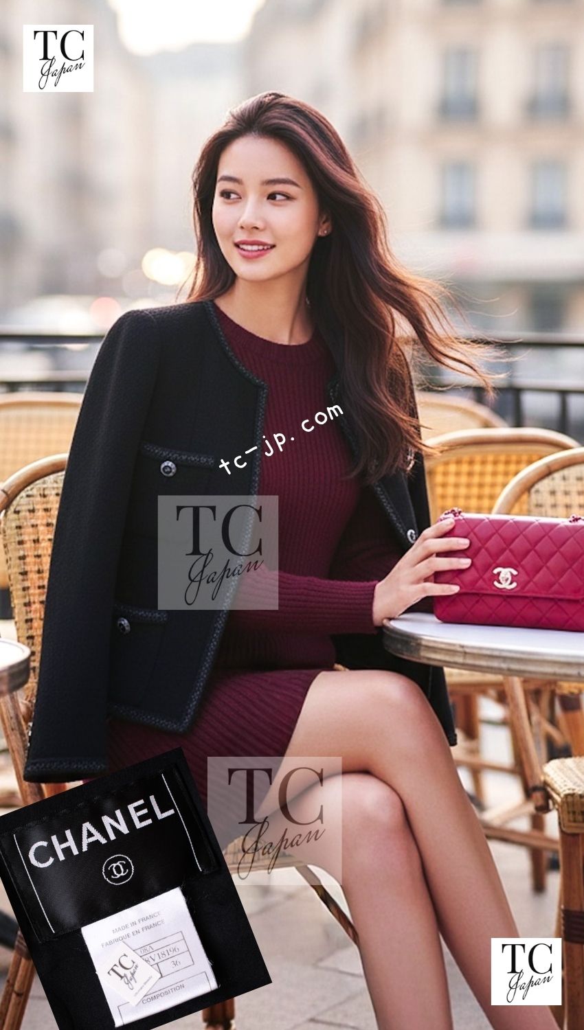 CHANEL 08A Little Black Jacket Tweed Wool 36 シャネル リトル ブラック ジャケット ツイード ウール 即発