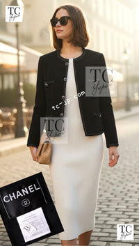 CHANEL 08A Little Black Jacket Tweed Wool 36 シャネル リトル ブラック ジャケット ツイード ウール 即発 - TC JAPAN