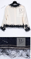 CHANEL 10C Ginza Limited Ivory Black Tulle Trimming Wool Silk Jacket 34 シャネル 銀座限定 アイボリー ブラック チュール レース トリミング ジャケット 即発