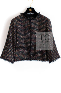 CHANEL 12PF Black Metallic Gold Sequin Embellishments Bombay Lesage Jacket 38 40 シャネル ブラック メタリック ゴールド スパンコール ルサージュ ジャケット 即発