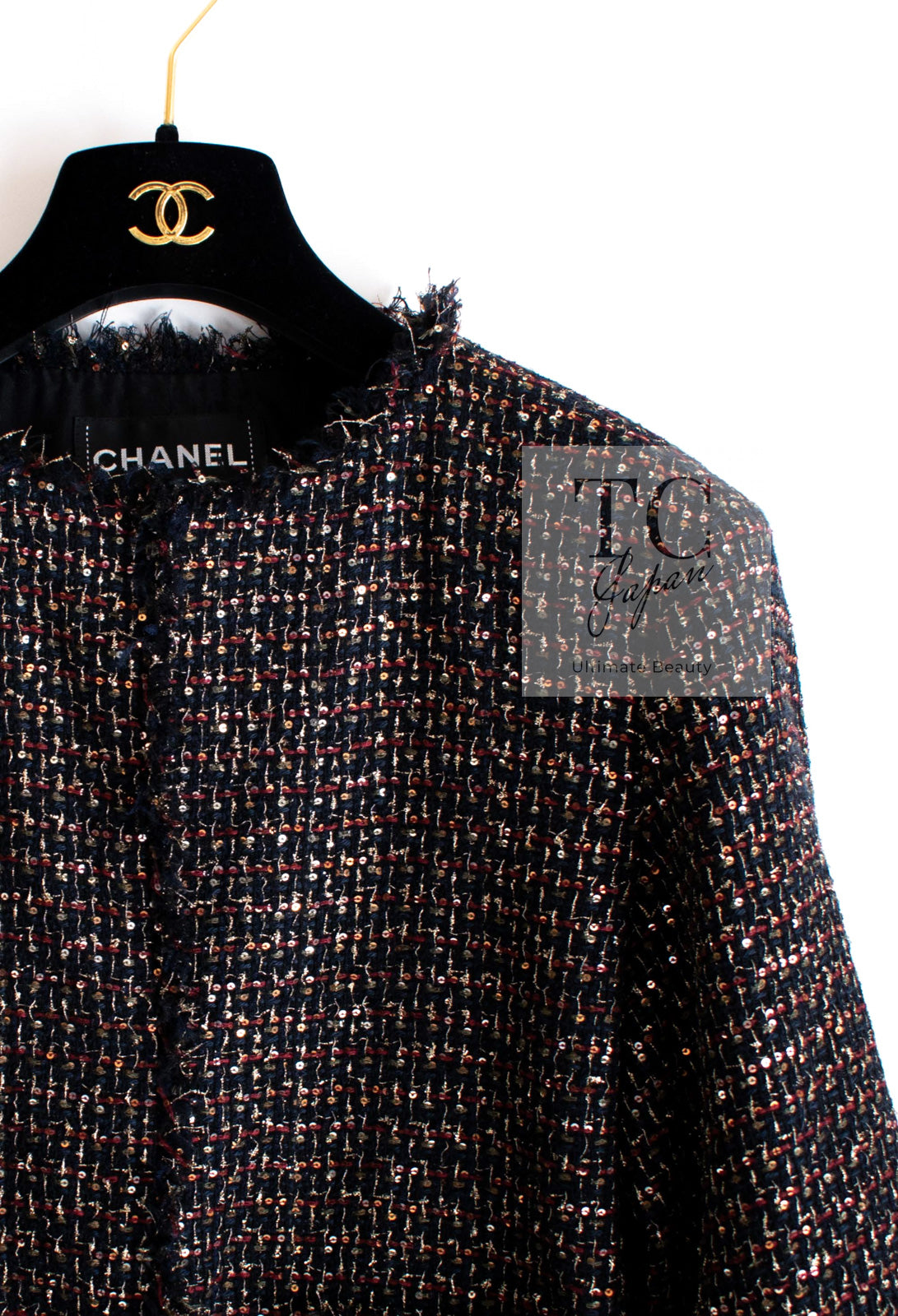 CHANEL 12PF Black Metallic Gold Sequin Embellishments Bombay Lesage Jacket 38 40 シャネル ブラック メタリック ゴールド スパンコール ルサージュ ジャケット 即発