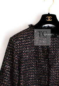 CHANEL 12PF Black Metallic Gold Sequin Embellishments Bombay Lesage Jacket 38 40 シャネル ブラック メタリック ゴールド スパンコール ルサージュ ジャケット 即発