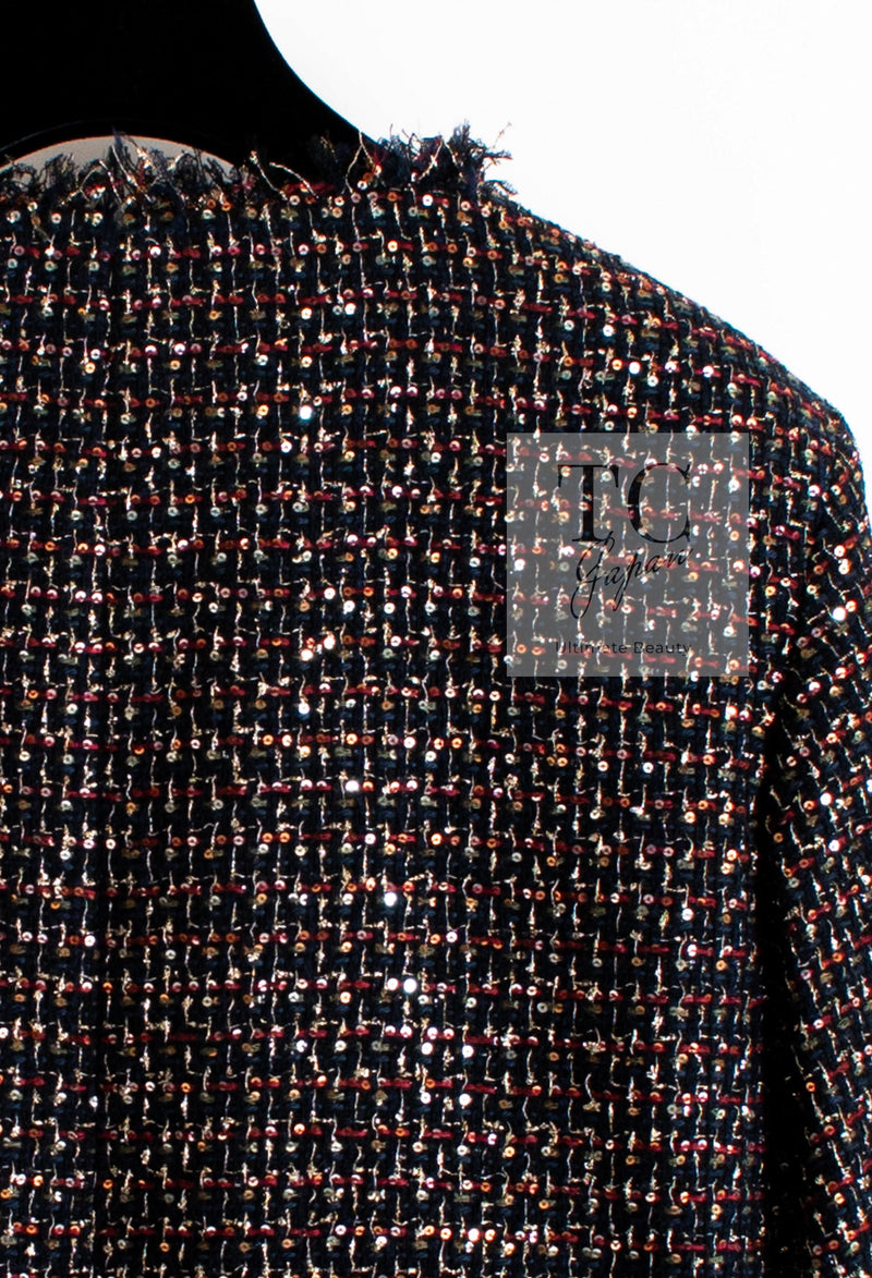 CHANEL 12PF Black Metallic Gold Sequin Embellishments Bombay Lesage Jacket 38 40 シャネル ブラック メタリック ゴールド スパンコール ルサージュ ジャケット 即発