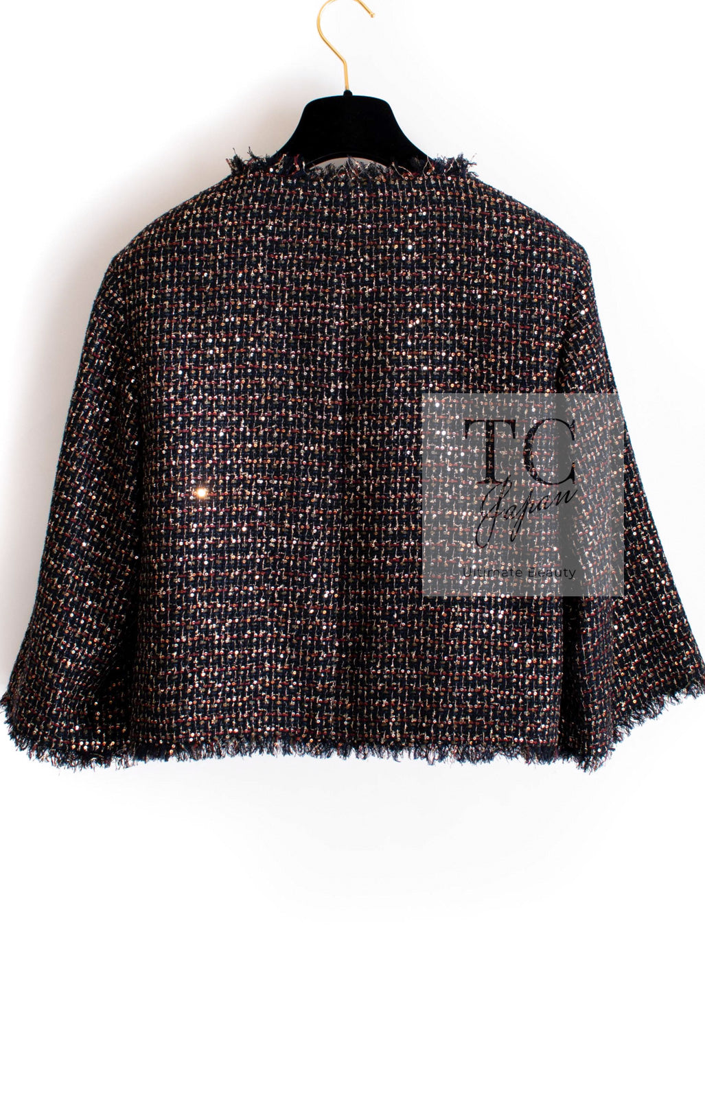 CHANEL 12PF Black Metallic Gold Sequin Embellishments Bombay Lesage Jacket 38 40 シャネル ブラック メタリック ゴールド スパンコール ルサージュ ジャケット 即発