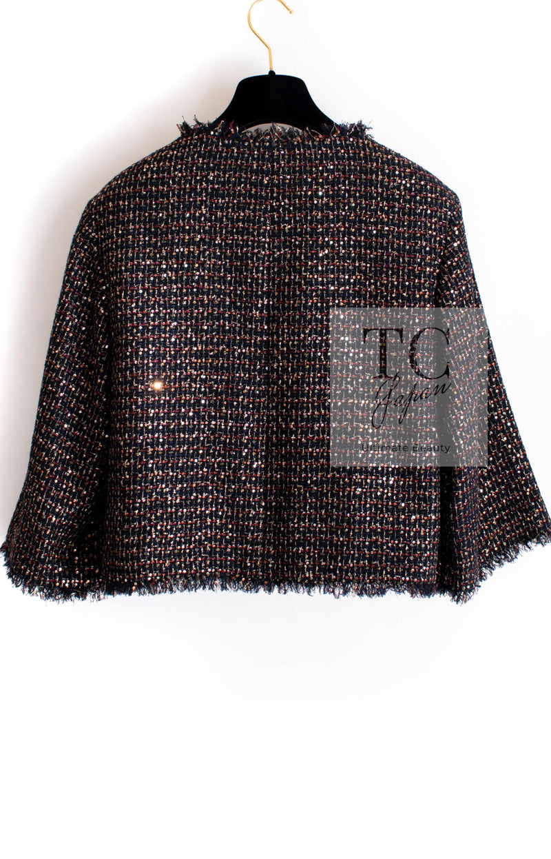 CHANEL 12PF Black Metallic Gold Sequin Embellishments Bombay Lesage Jacket 38 40 シャネル ブラック メタリック ゴールド スパンコール ルサージュ ジャケット 即発