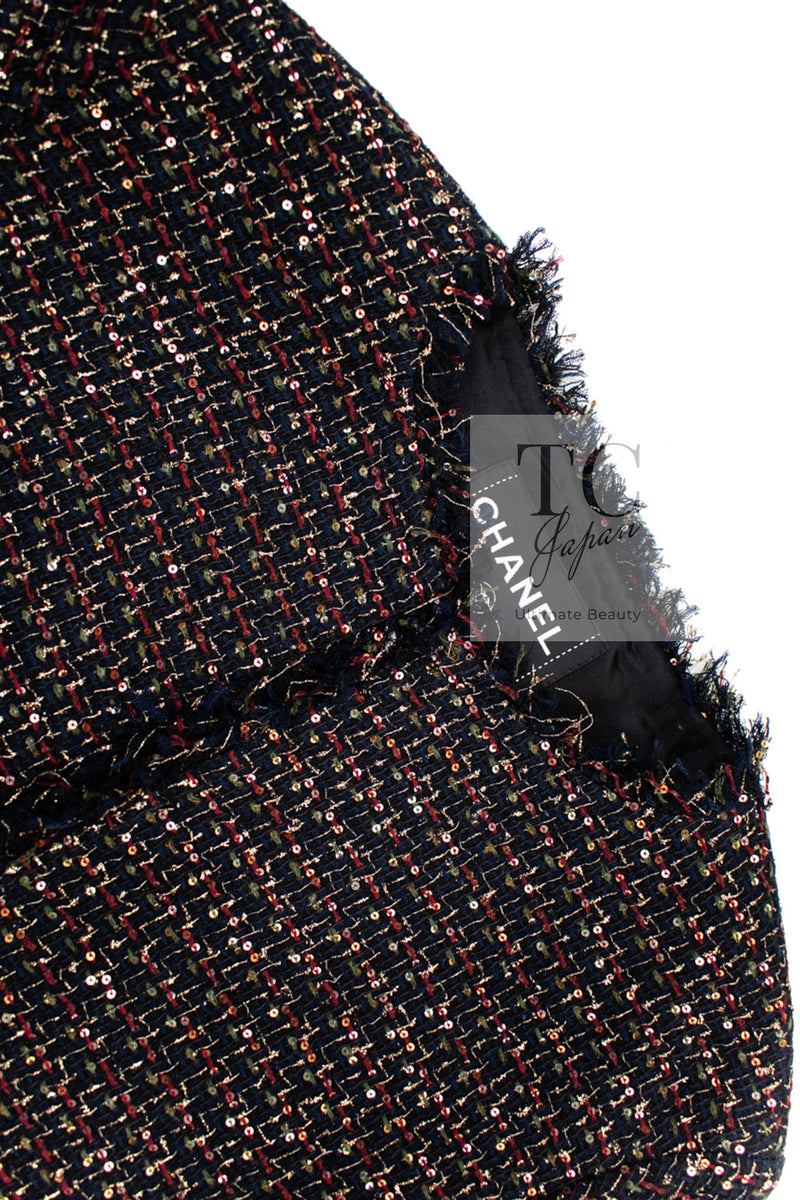 CHANEL 12PF Black Metallic Gold Sequin Embellishments Bombay Lesage Jacket 38 40 シャネル ブラック メタリック ゴールド スパンコール ルサージュ ジャケット 即発