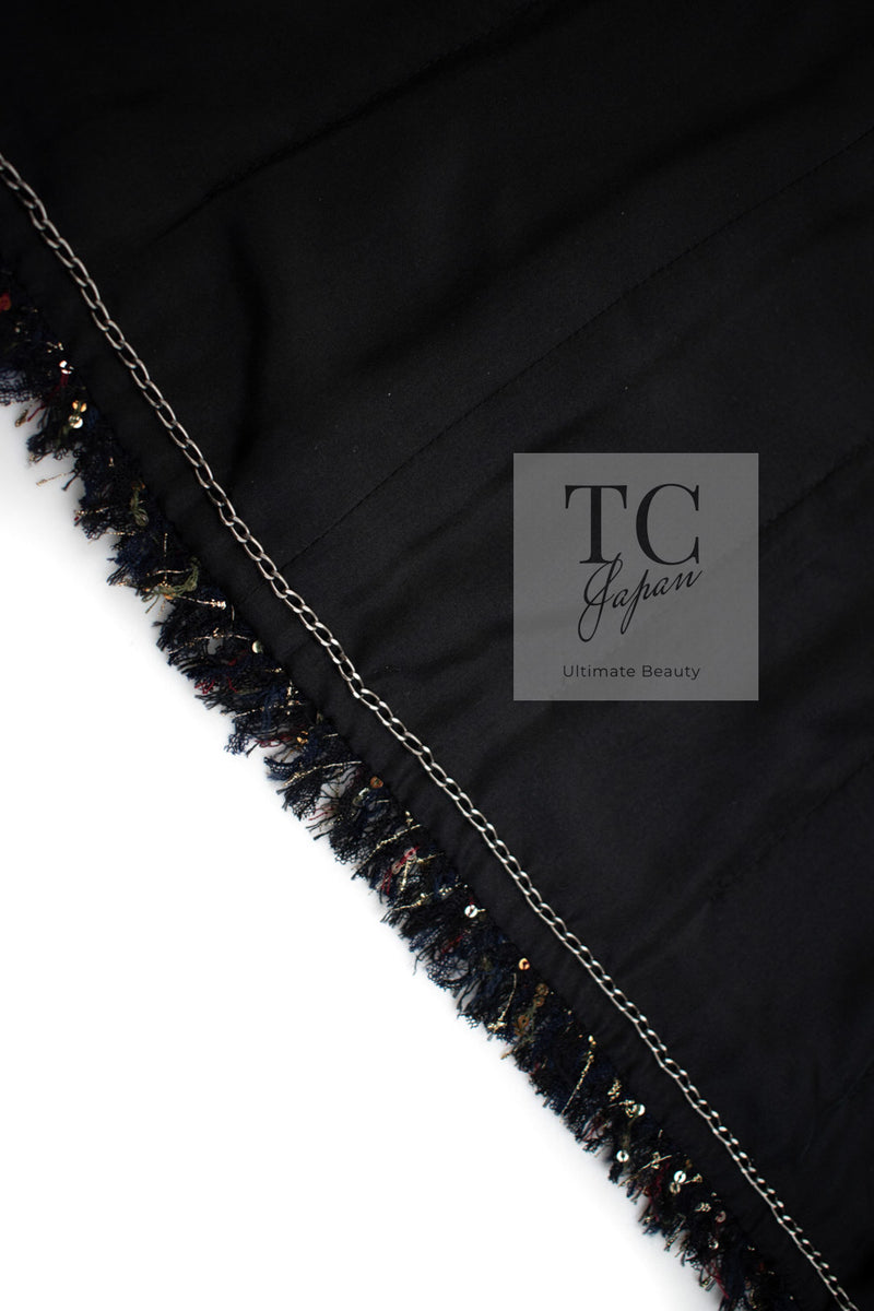 CHANEL 12PF Black Metallic Gold Sequin Embellishments Bombay Lesage Jacket 38 40 シャネル ブラック メタリック ゴールド スパンコール ルサージュ ジャケット 即発