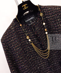CHANEL 12PF Black Metallic Gold Sequin Embellishments Bombay Lesage Jacket 38 40 シャネル ブラック メタリック ゴールド スパンコール ルサージュ ジャケット 即発
