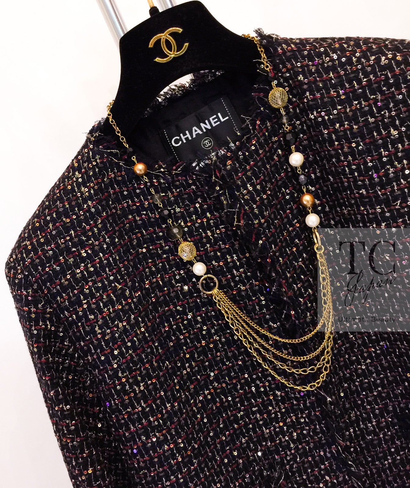 CHANEL 12PF Black Metallic Gold Sequin Embellishments Bombay Lesage Jacket 38 40 シャネル ブラック メタリック ゴールド スパンコール ルサージュ ジャケット 即発