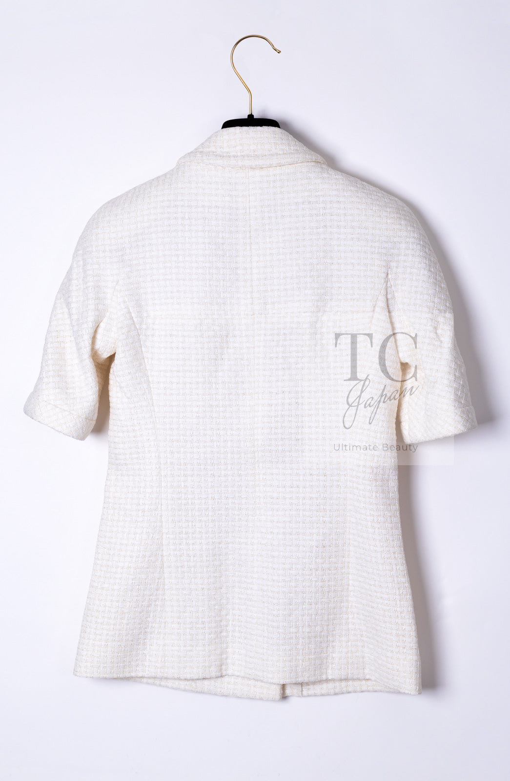 シャネル ジャケット CHANEL 14C アイボリー ホワイト CC ロゴ ボタン