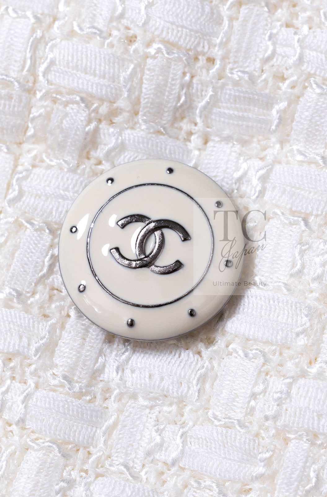 シャネル ジャケット CHANEL アイボリー ホワイト ココボタン 半袖