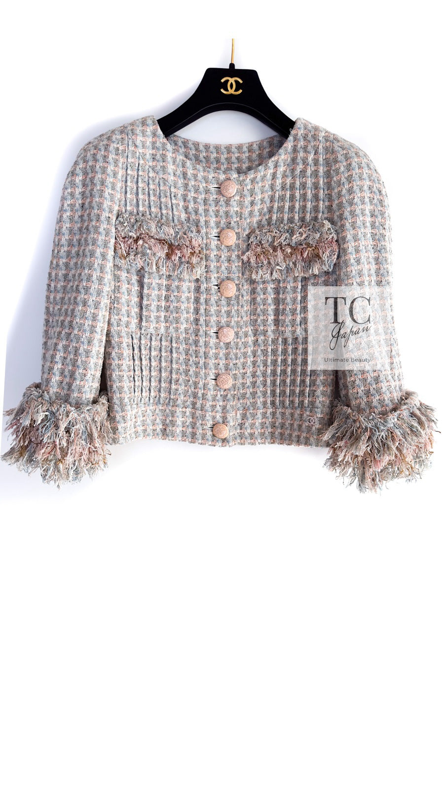 CHANEL シャネル ツイード ノーカラージャケット グレー