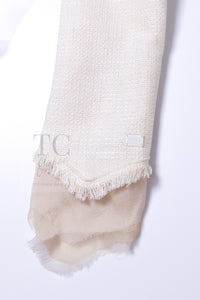 CHANEL 04C Ivory Cotton Frill Tweed Jacket 36 シャネル アイボリー コットン フリル ツイード ジャケット 即発