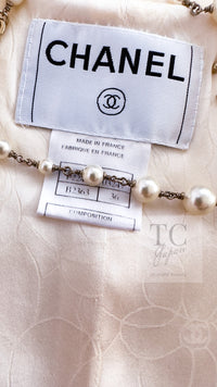 CHANEL 04C Ivory Cotton Frill Tweed Jacket 36 シャネル アイボリー コットン フリル ツイード ジャケット 即発